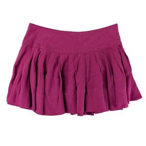 Free People Magenta Purple Pleated Mini Skirt Lyocell Boho Skater Size 6 1634662